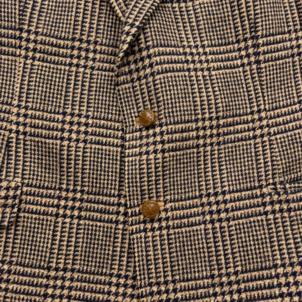 Lanvin Sport Coat Camel Hair Glen Plaid Elbow Patches Tan Mens 48R